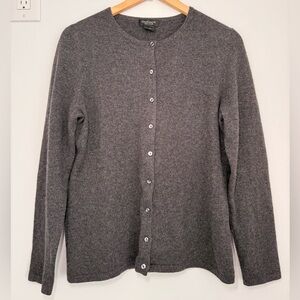 Lord & Taylor 100% Cashmere Charcoal Button-Up Cardigan size L